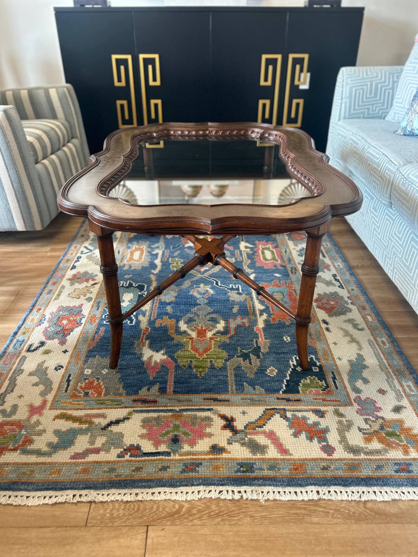 Mahogany Bamboo glass coffee table