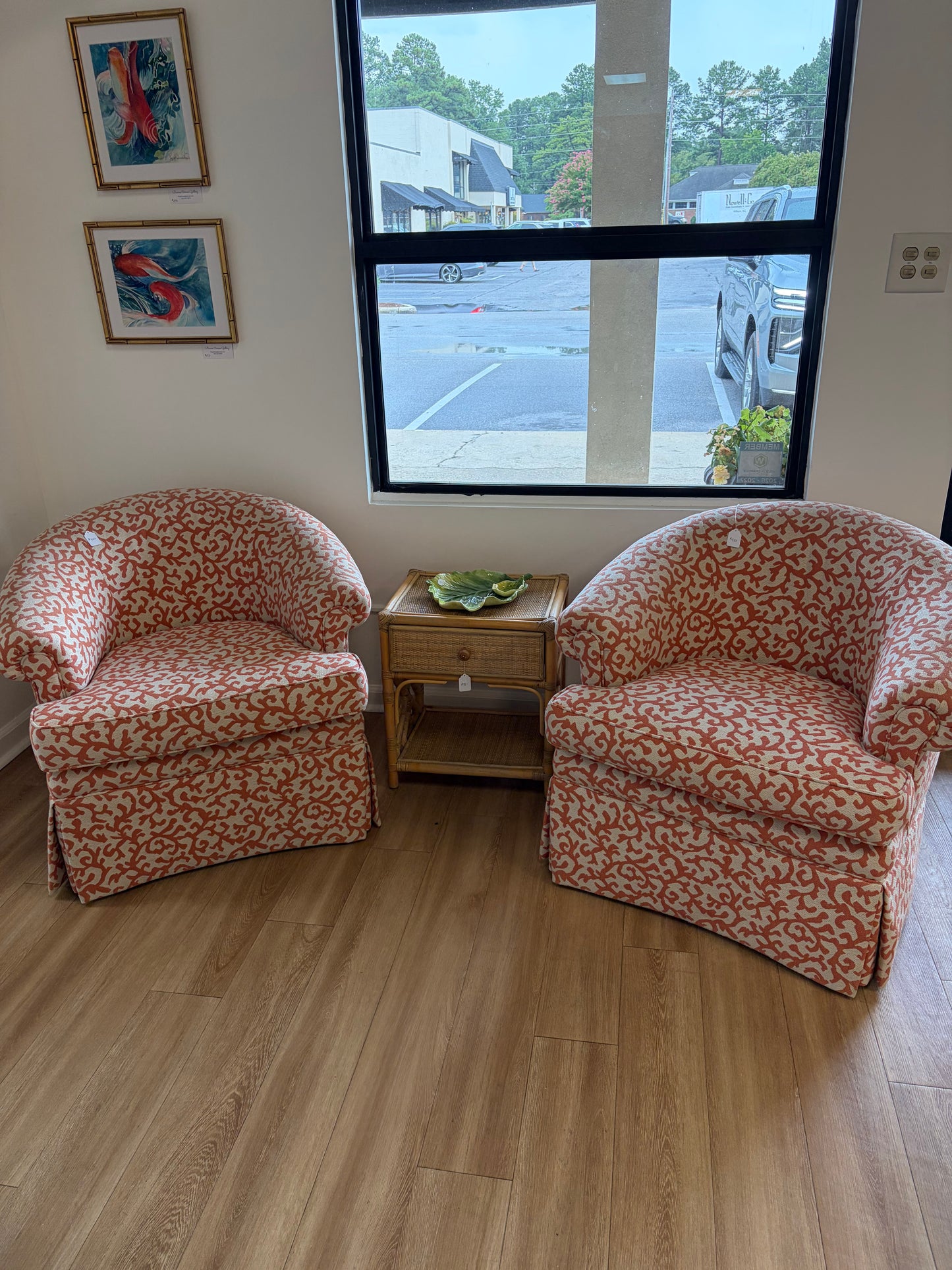 Coral Barrel Swivel Chairs
