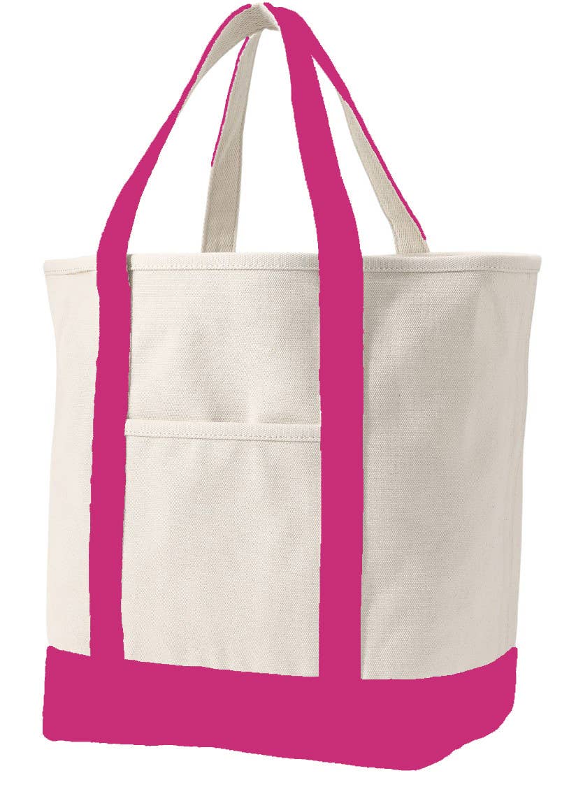 Karma Collection Hot Pink Natural Open Top Canvas Tote Bag