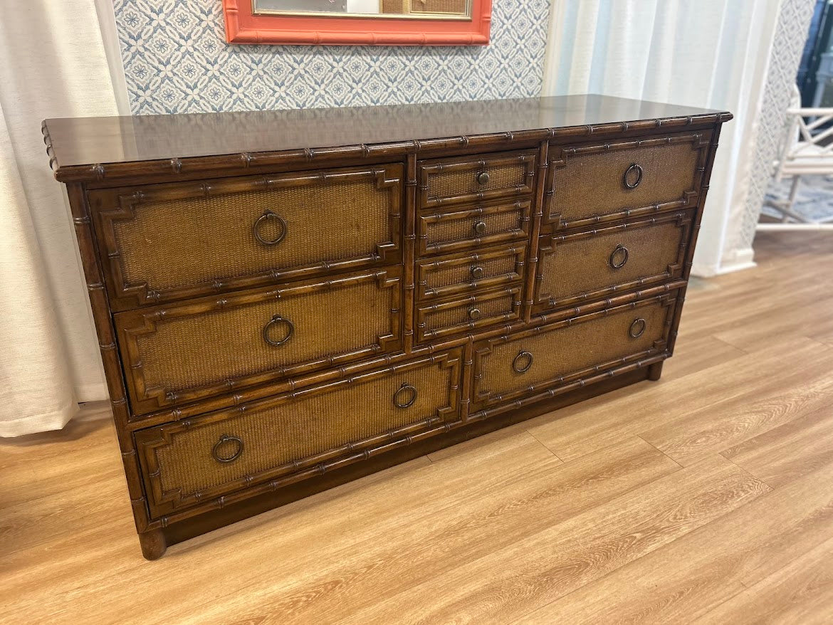 Dresser - Faux Bamboo Triple Dresser by Drexel