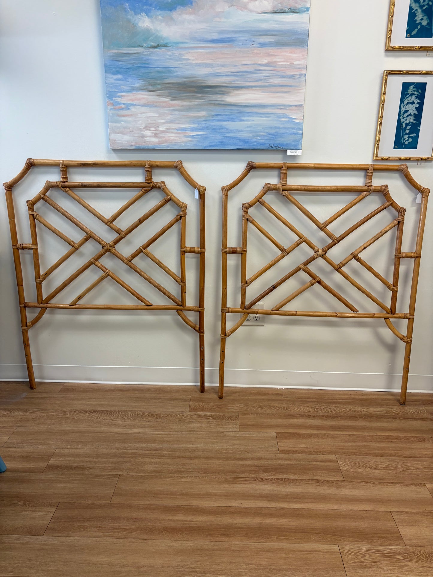 Vintage rattan twin headboard