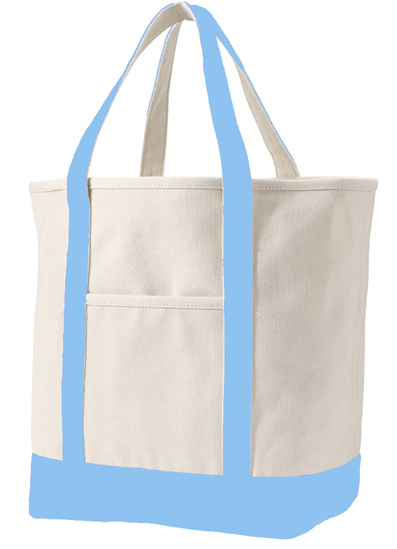 Karma Collection Light Blue Natural Open Top Canvas Tote Bag