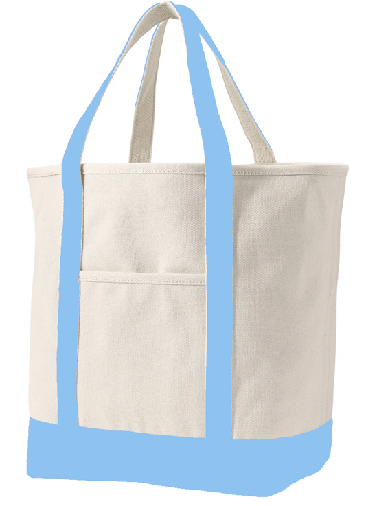 Karma Collection Light Blue Natural Open Top Canvas Tote Bag