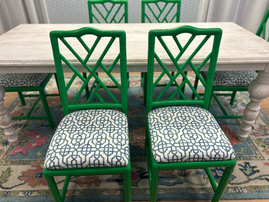 6 Green Faux Bamboo Chairs