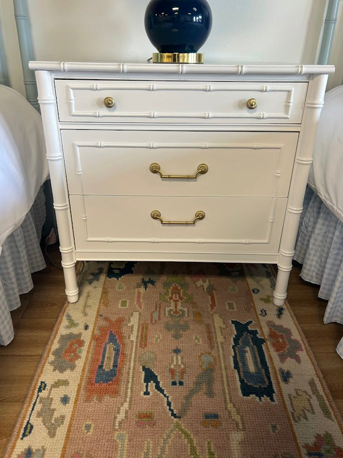 Three Drawer Faux Bamboo Chest Lacquered in White