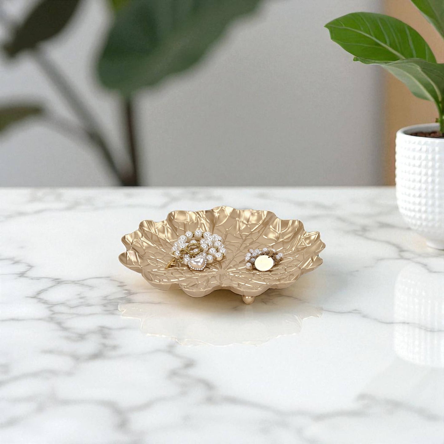 Delphine Gold Metal Lilypad Catchall Tray