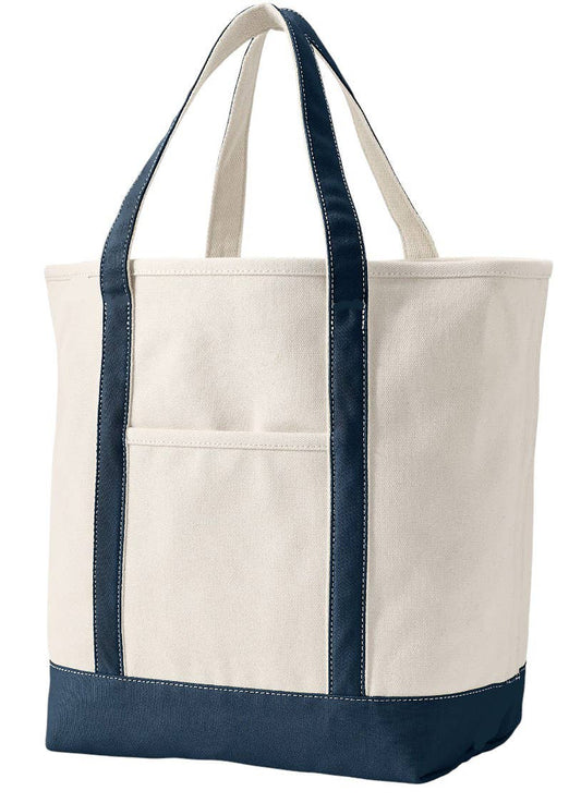 Karma Collection Navy Blue Natural Open Top Canvas Tote Bag