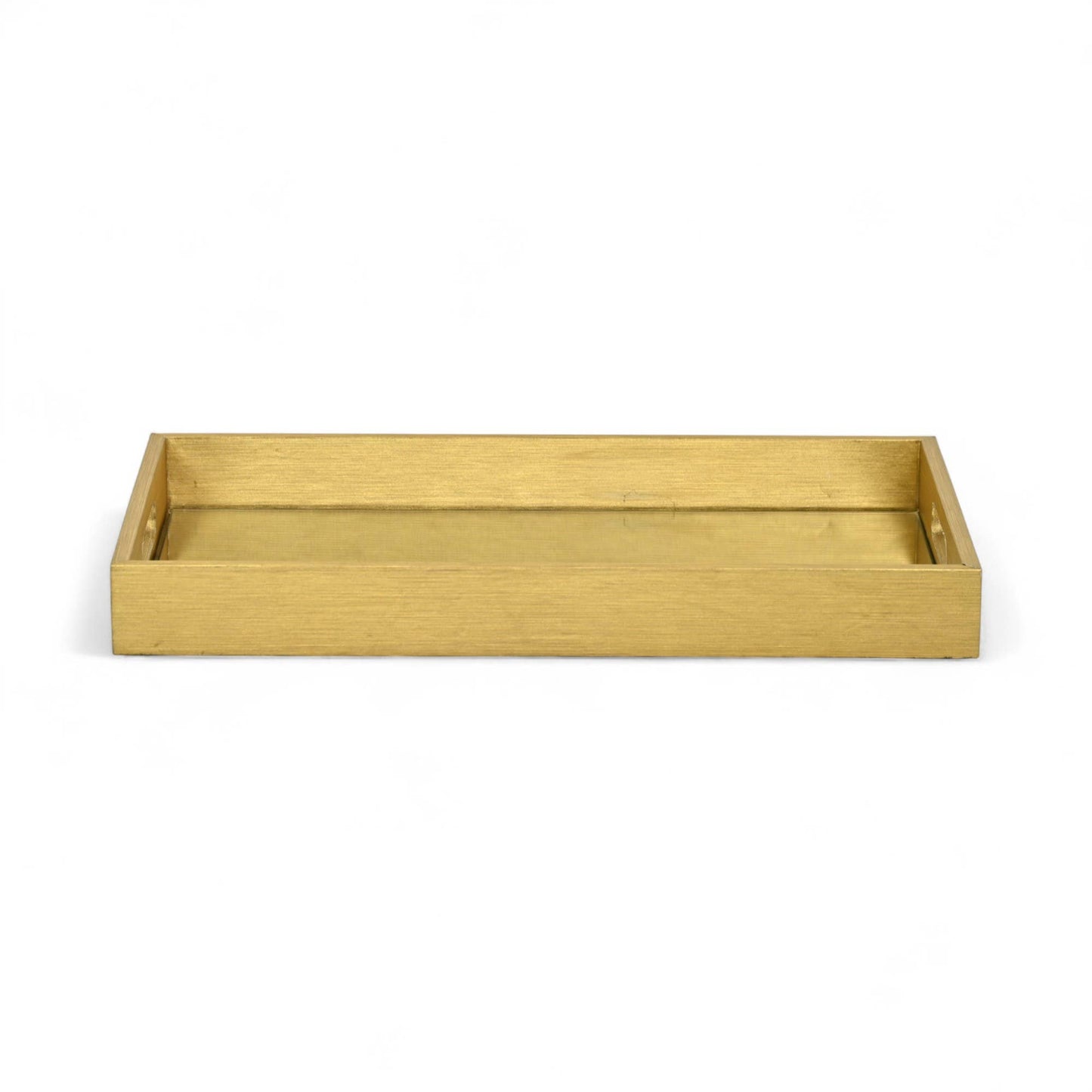 Mirrored Wood & Vinyl Fabric Pattern Tray | Gold