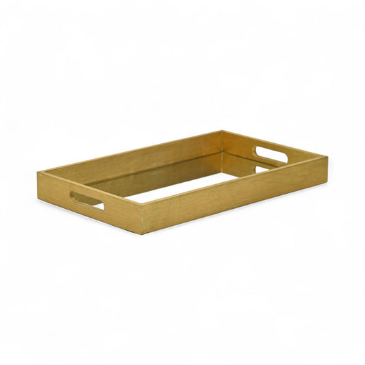 Mirrored Wood & Vinyl Fabric Pattern Tray | Gold