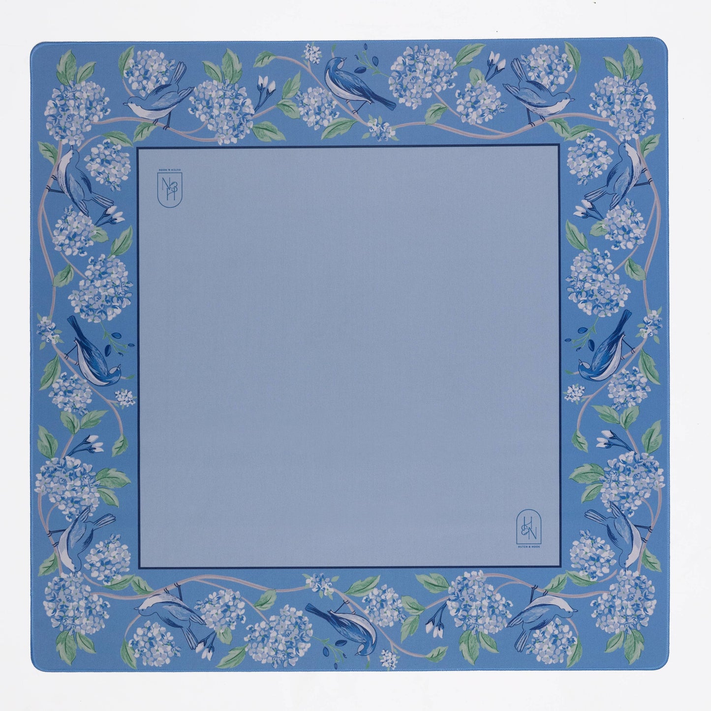 Mahjong mat - Blue Hydrangea Bird Mat