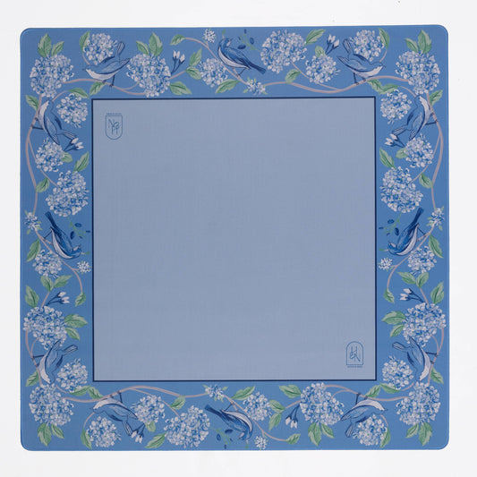 Mahjong mat - Blue Hydrangea Bird Mat