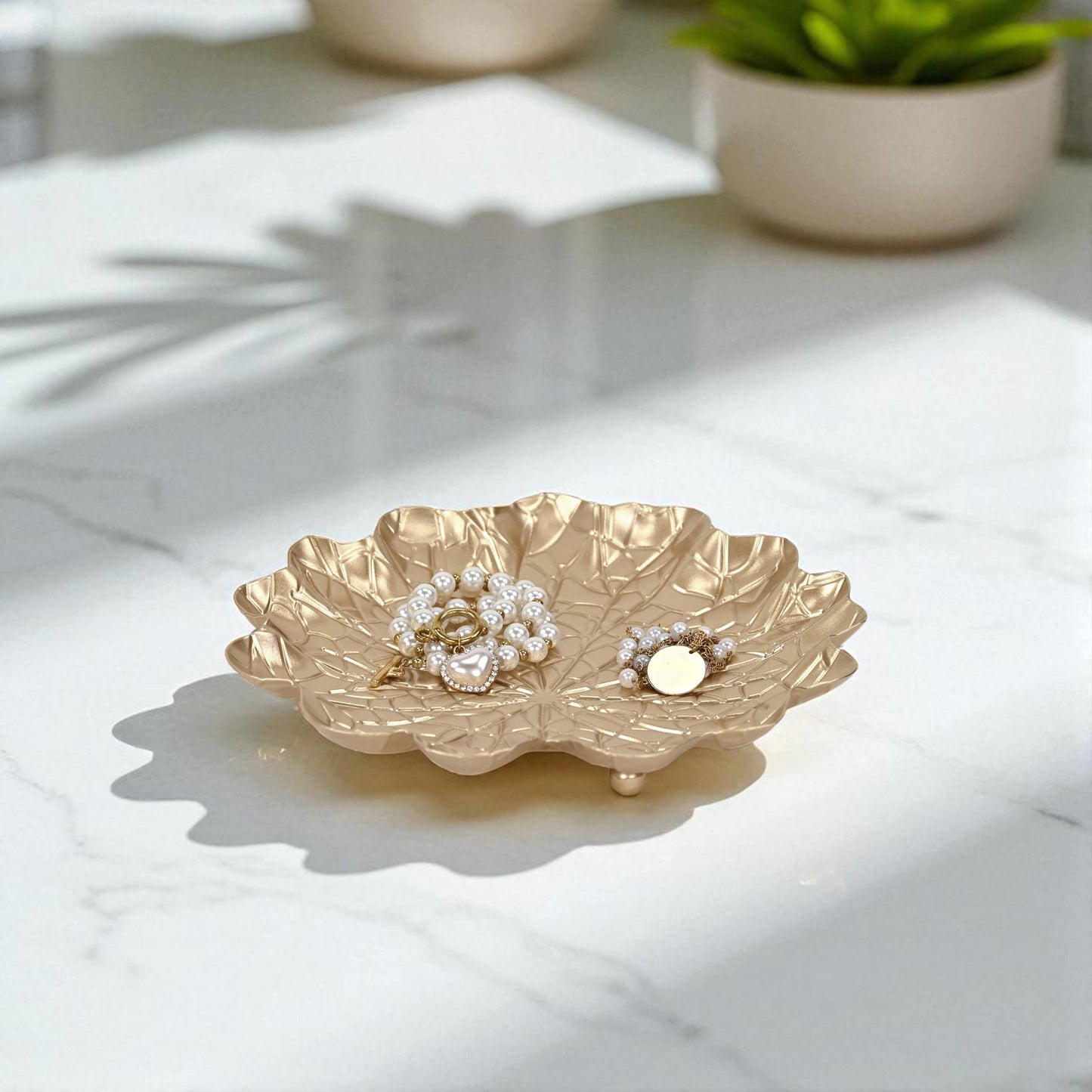 Delphine Gold Metal Lilypad Catchall Tray