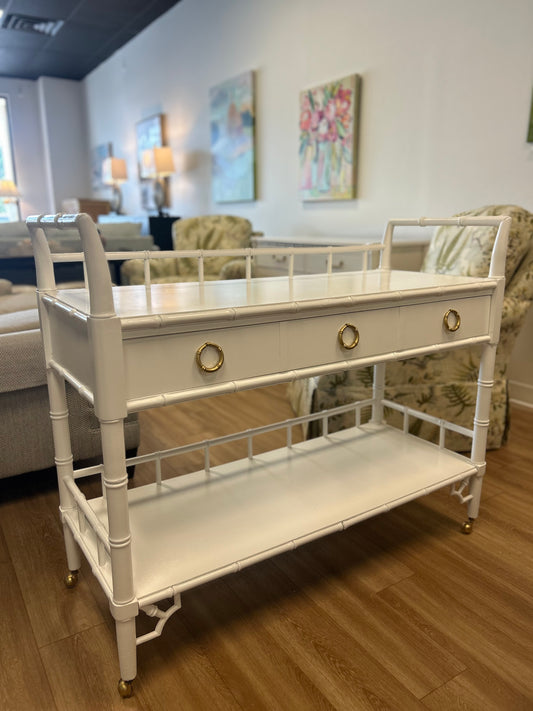 Faux Bamboo Lacquered Bar Cart