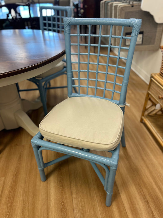 Set of 4 Blue Bamboo Chairs