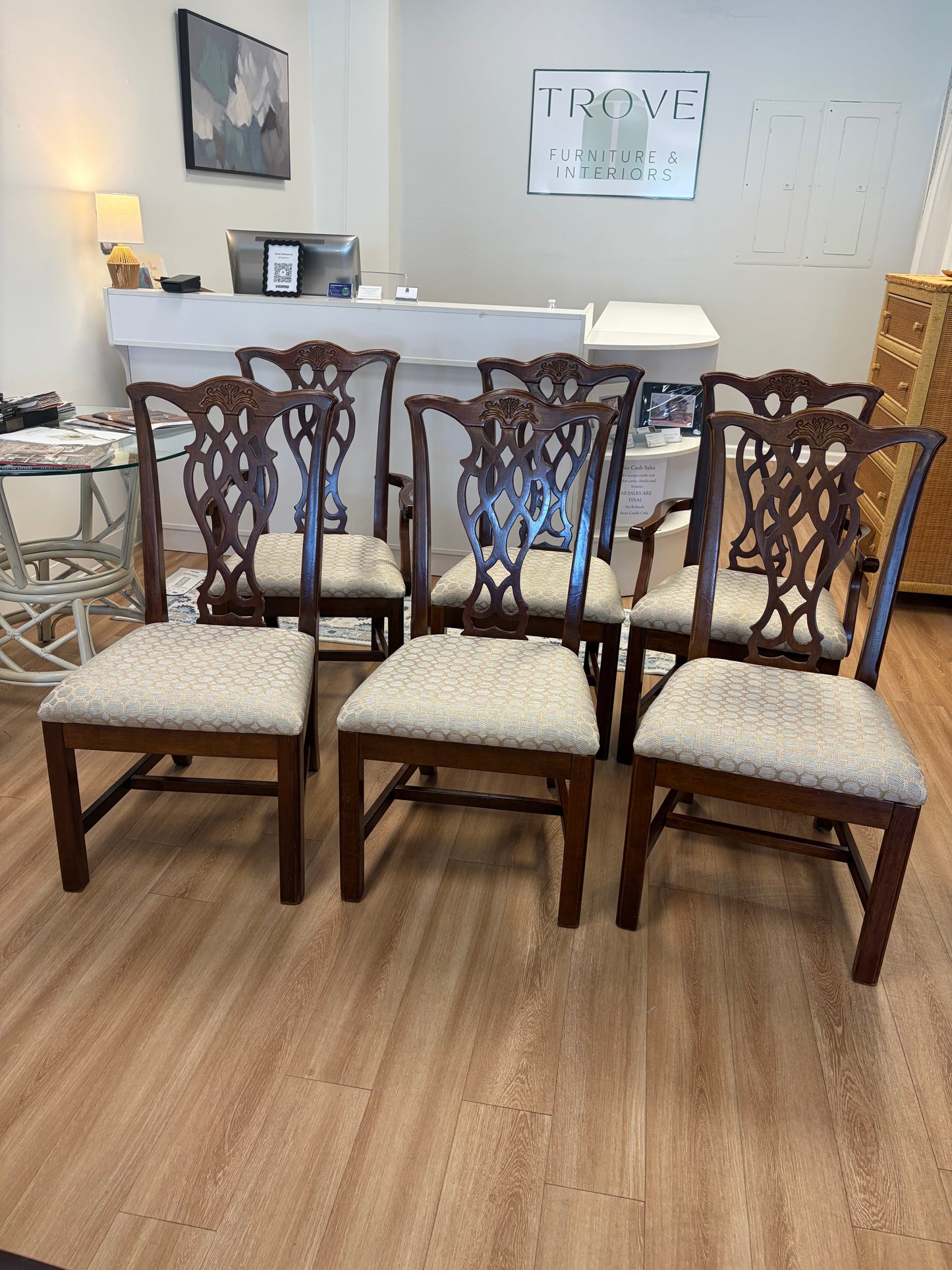Chippendale mahogany dining chairs set of 6