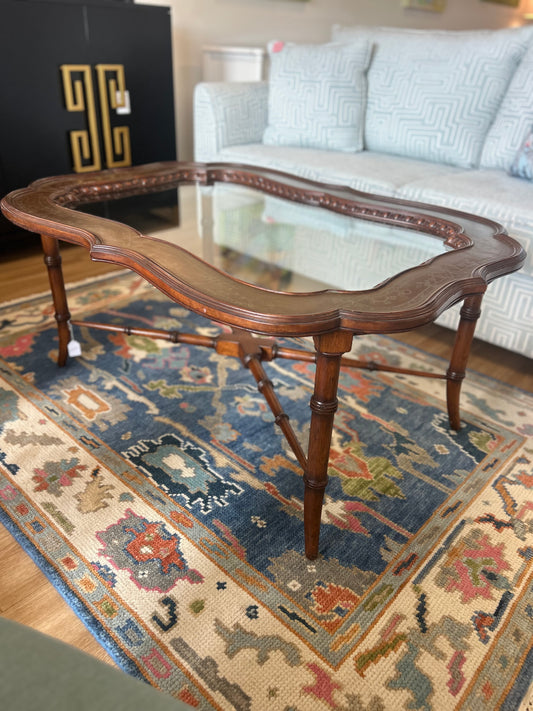Mahogany Bamboo glass coffee table