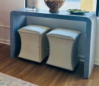 Custom Grasscloth Waterfall Console Table