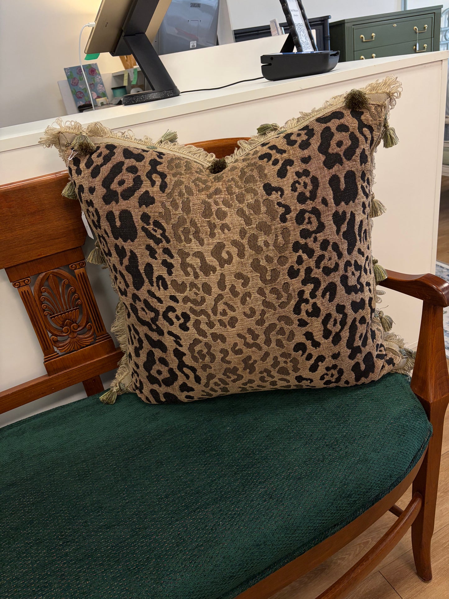 Animal print tassel pillow
