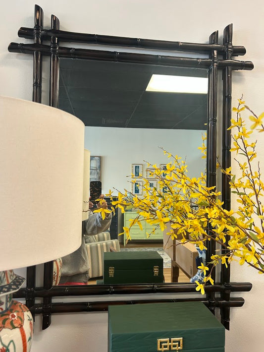 Black Faux Bamboo Mirror