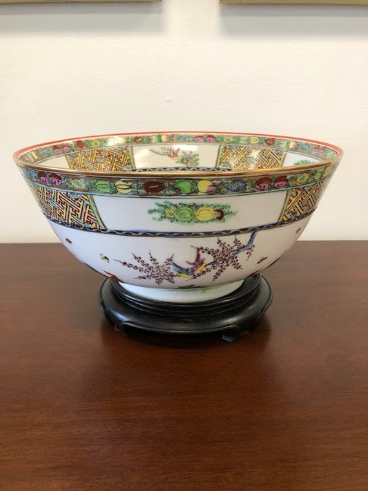 Vintage Chinoiserie Bowl with stand