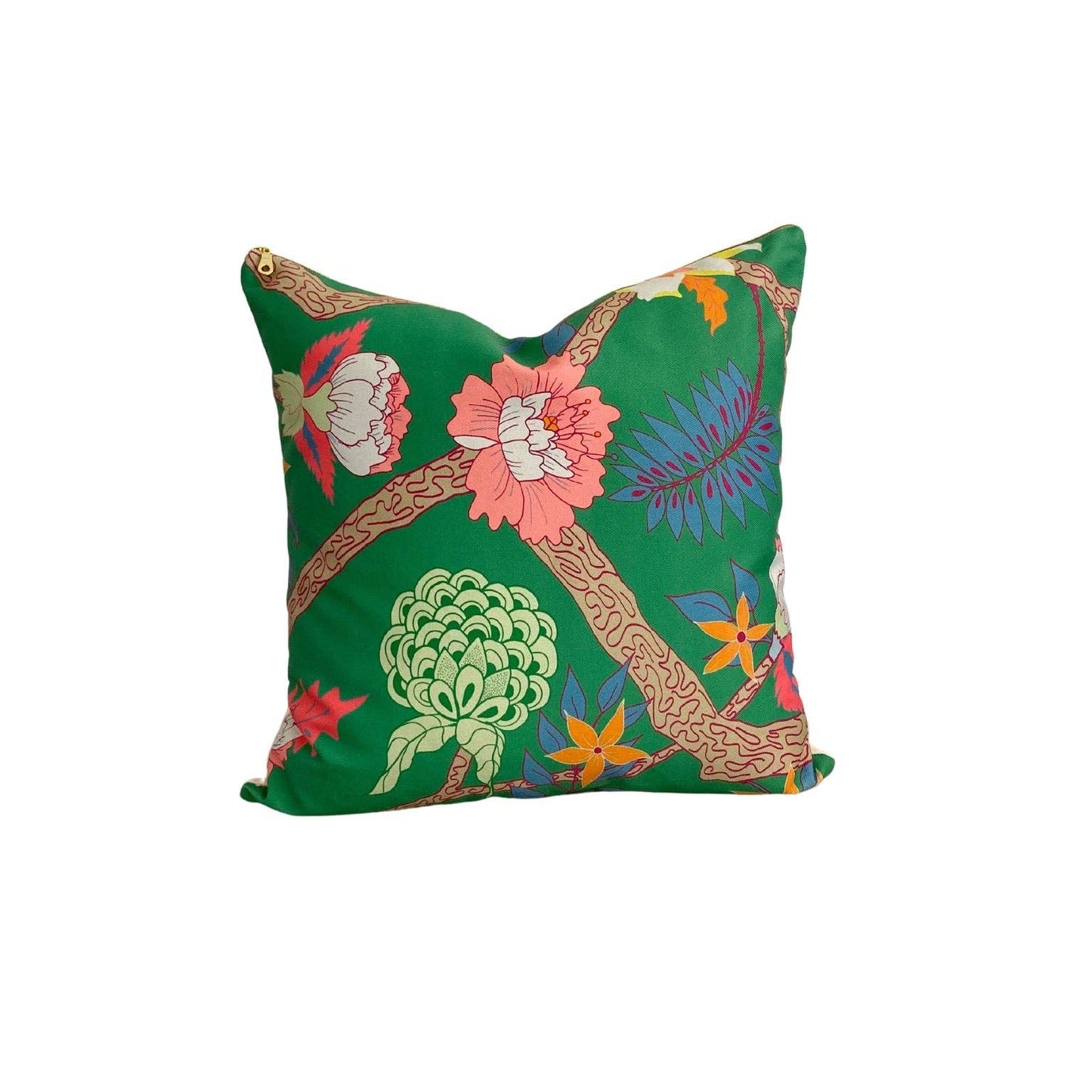 Green Peony Branch Pillow Cover - by Danika Herrick 18x18