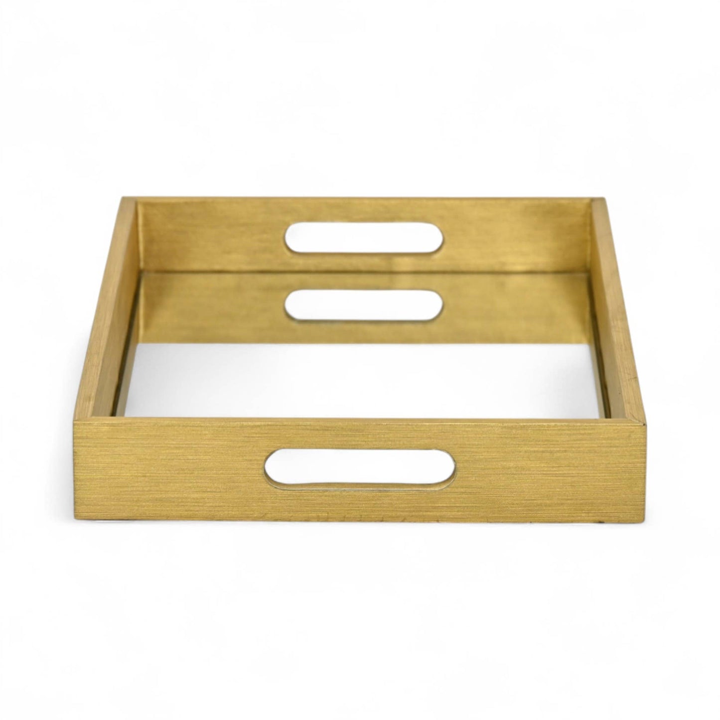 Mirrored Wood & Vinyl Fabric Pattern Tray | Gold