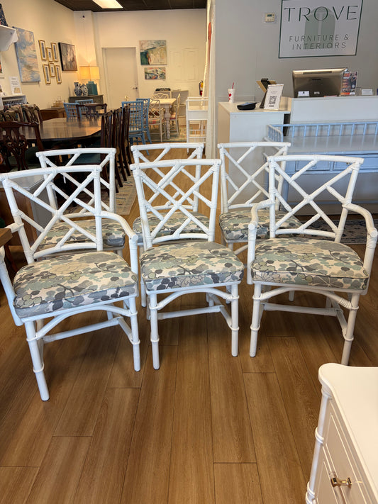 Set of 6 Chippendale Rattan Bamboo Chairs