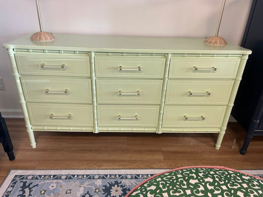 Faux Bamboo Dresser Lacquered in Green