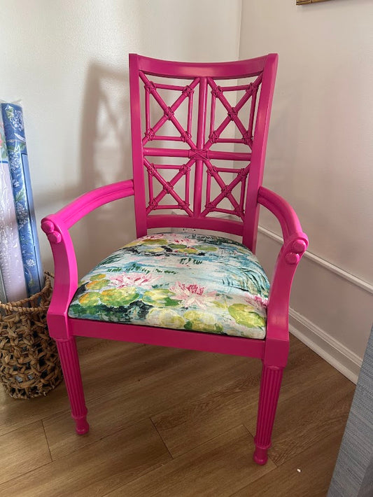 Pair of Bamboo Chairs Lacquered in Pink