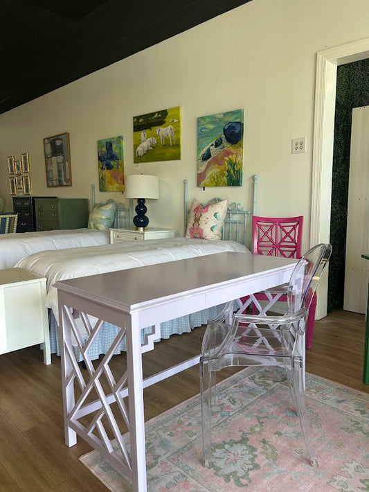 Custom Chippendale Desk Lacquered in French Lilac