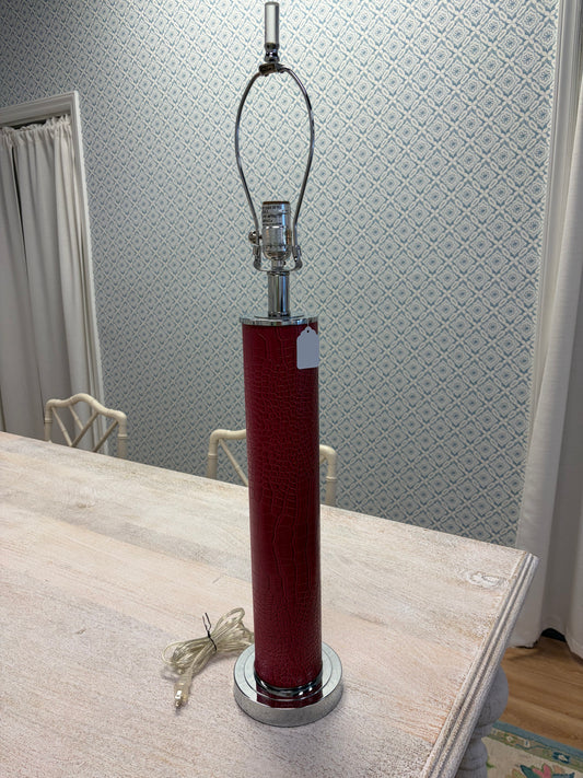 Red vinyl and silver lamp