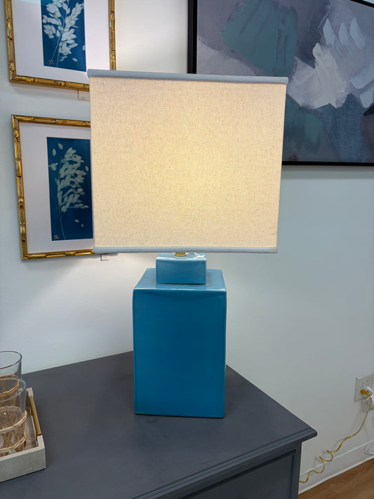 Teal Blue Square Lamp