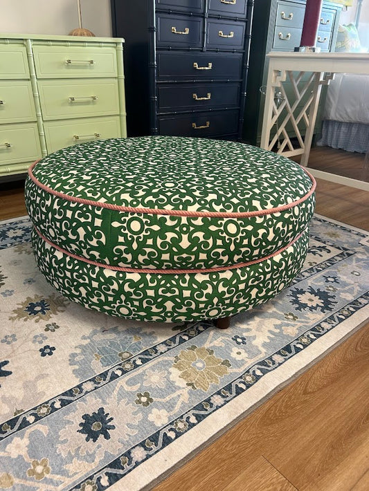 Green and Pink Round Ottoman